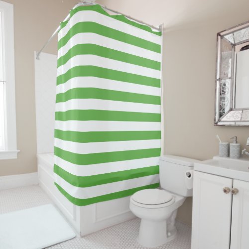 Green and White Stripes  Editable Colors Shower Curtain