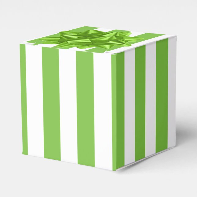 Green and White Stripes Favor Boxes (Front Side)