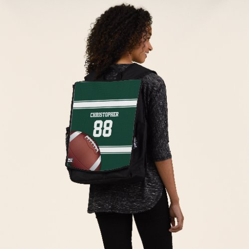 Green and White Stripes Jersey Grid Iron Football Backpack