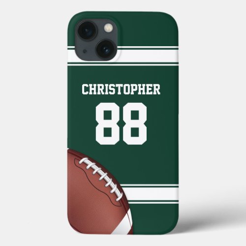 Green and White Stripes Jersey Grid Iron Football iPhone 13 Case