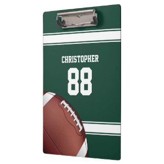 Green and White Stripes Jersey Grid Iron Football Clipboard