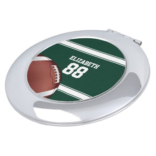 Green and White Stripes Jersey Grid Iron Football Compact Mirror