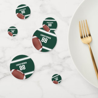 Green and White Stripes Jersey Grid Iron Football Confetti