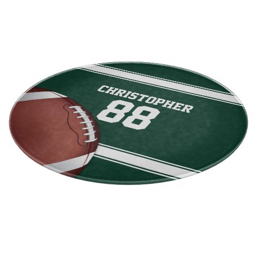 Green and White Stripes Jersey Grid Iron Football Cutting Board