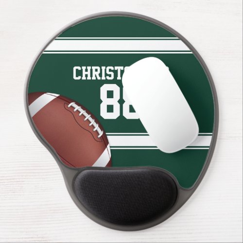 Green and White Stripes Jersey Grid Iron Football Gel Mouse Pad