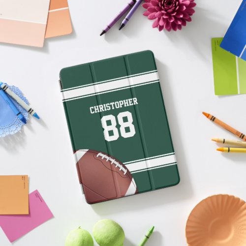 Green and White Stripes Jersey Grid Iron Football iPad Pro Cover