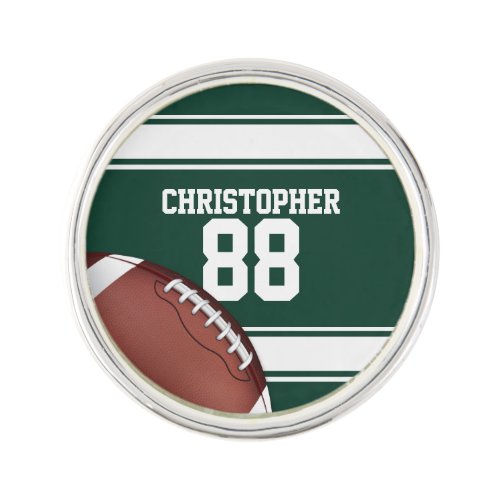 Green and White Stripes Jersey Grid Iron Football Lapel Pin