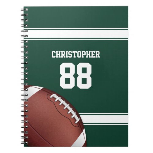 Green and White Stripes Jersey Grid Iron Football Notebook