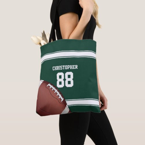 Green and White Stripes Jersey Grid Iron Football Tote Bag