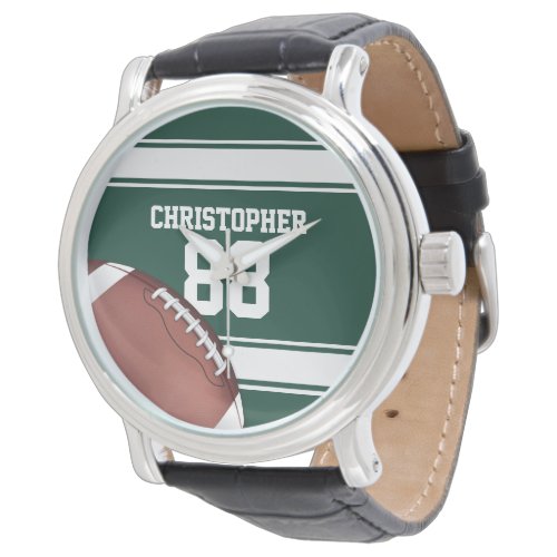 Green and White Stripes Jersey Grid Iron Football Watch