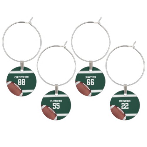 Green and White Stripes Jersey Grid Iron Football Wine Charm