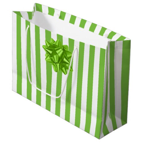 Green and White Stripes Large Gift Bag