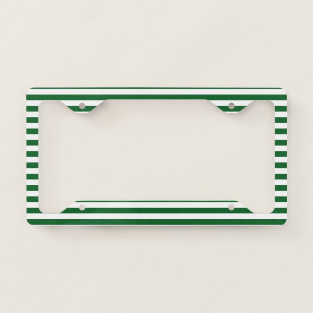 Green and White Stripes License Plate Frame (Front)