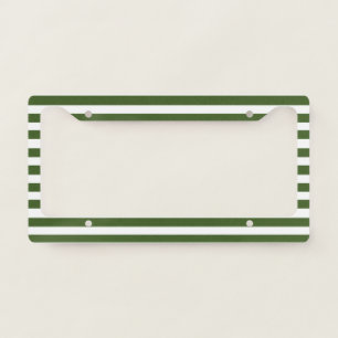 Green and White Stripes License Plate Frame