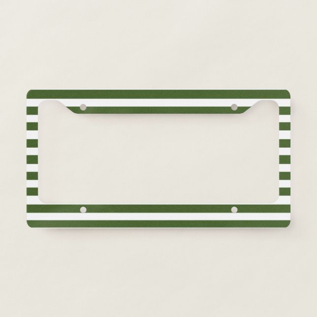 Green and White Stripes License Plate Frame (Front)