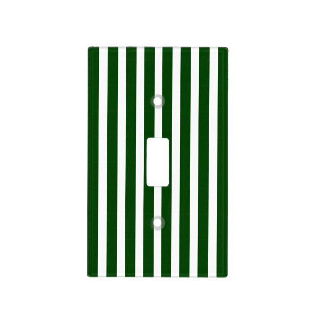 Green and White Stripes Light Switch Cover (Front)