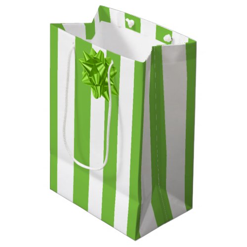 Green and White Stripes Medium Gift Bag