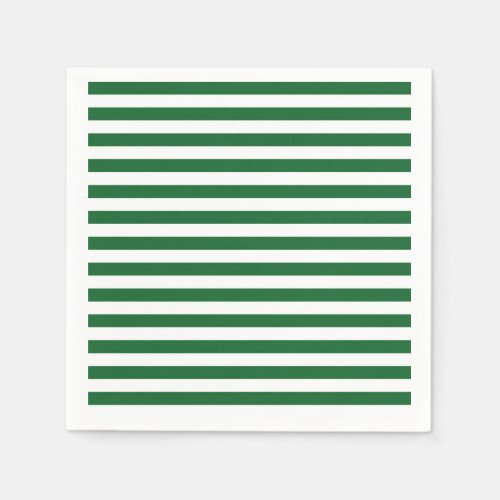 Green and White Stripes Paper Napkins