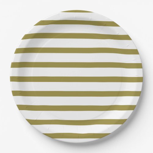 Green and White Stripes Paper Plates