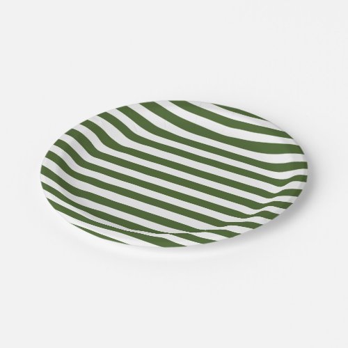 Green and White Stripes Paper Plates