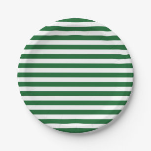 Green and White Stripes Paper Plates