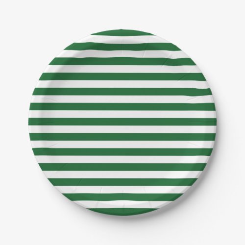 Green and White Stripes Paper Plates