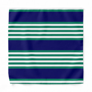 Green and white stripes pattern with navy blue bandana