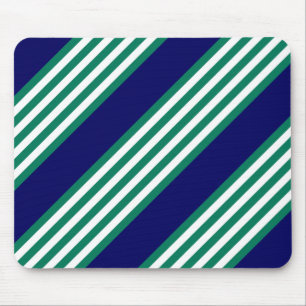 Green and white stripes pattern with navy blue mouse pad