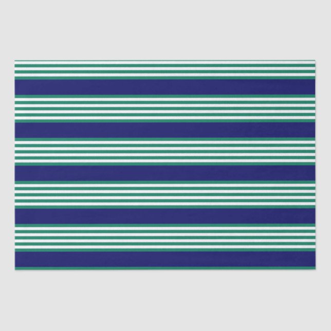 Green and white stripes pattern with navy blue tissue paper (Front)