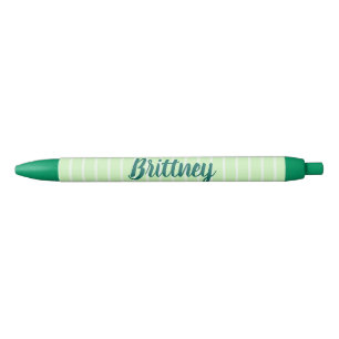 Green and White Stripes Pen