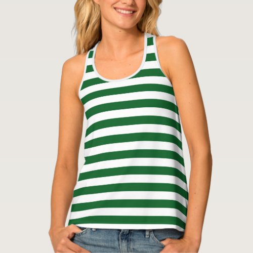 Green and White Stripes Tank Top