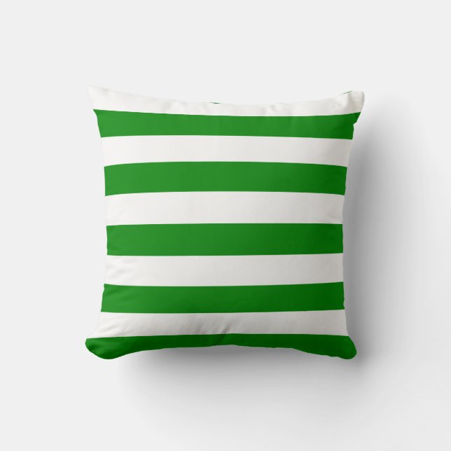 Green and White Stripes Throw Pillow (Front)