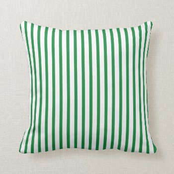 Green And White Stripes Throw Pillow by Brookelorren at Zazzle