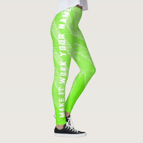 Green and White stripped leggings