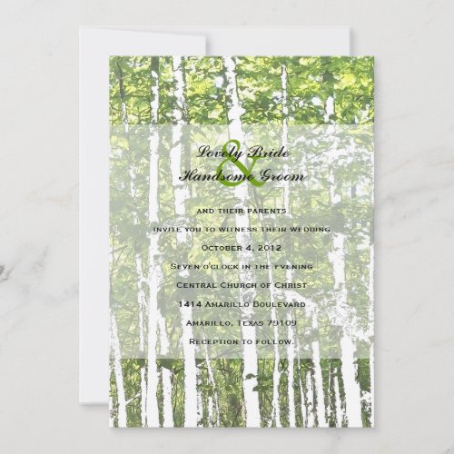 Green and White Summer Woods Wedding Cards