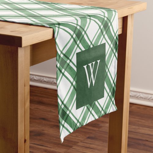 Green and White Table Runner