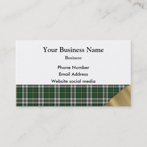 Green and white tartan plaid pattern appointment card