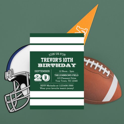 Green and White Team Birthday Invitation