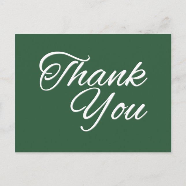 Green and White Thank You Trendy Classical Postcard (Front)