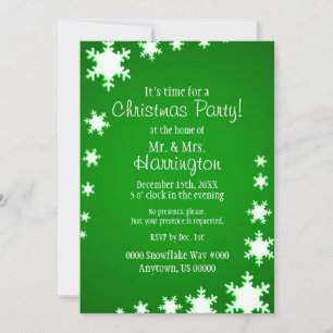 Green and White Theme Christmas Party Invitation