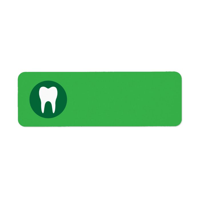 Green and white tooth logo dentist dental blank return address labels