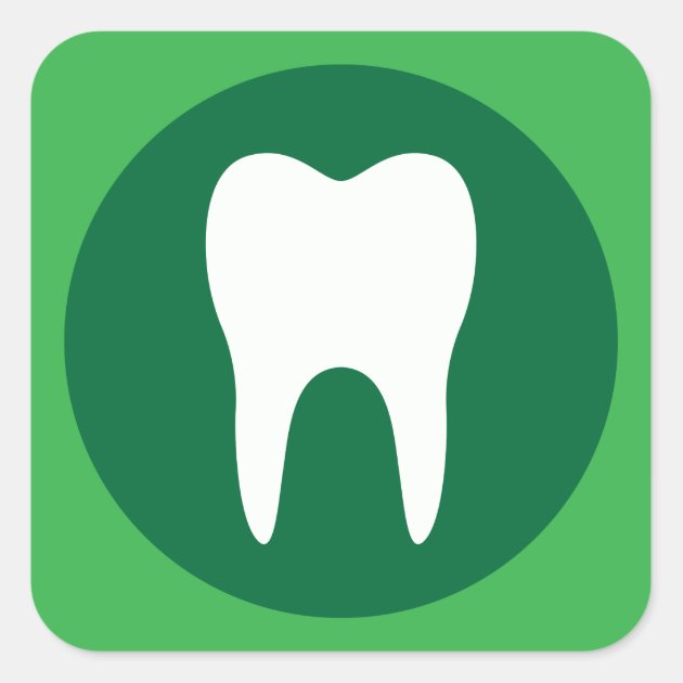 Green And White Tooth Logo Dentist Dental Modern Square Sticker