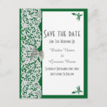 Green And White Traditional Lace Save The Date Announcement Postcard at Zazzle