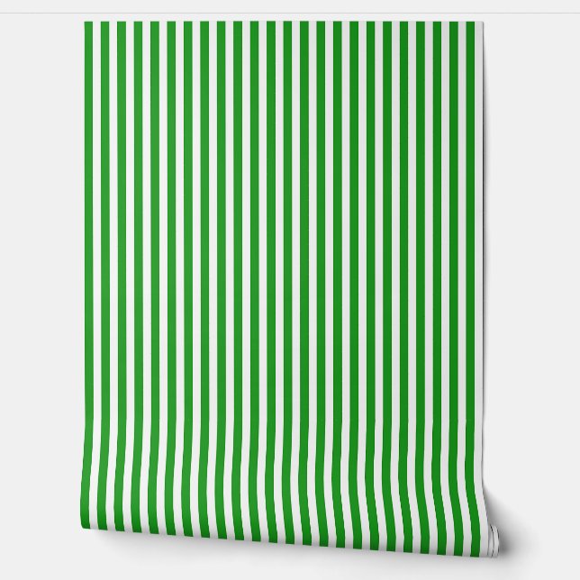 Green And White Traditional Stripes Wallpaper (Unrolling)