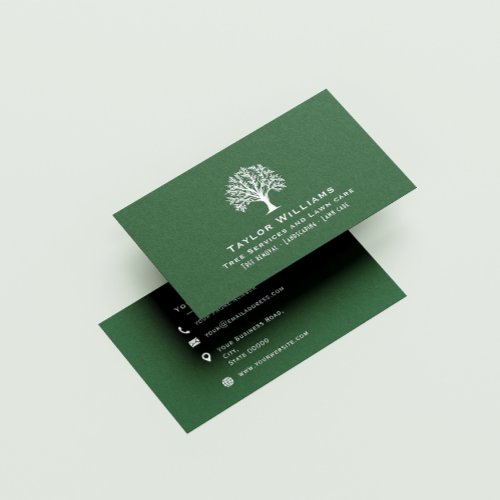 Green And White Tree Service Landscaping Lawn Care Business Card