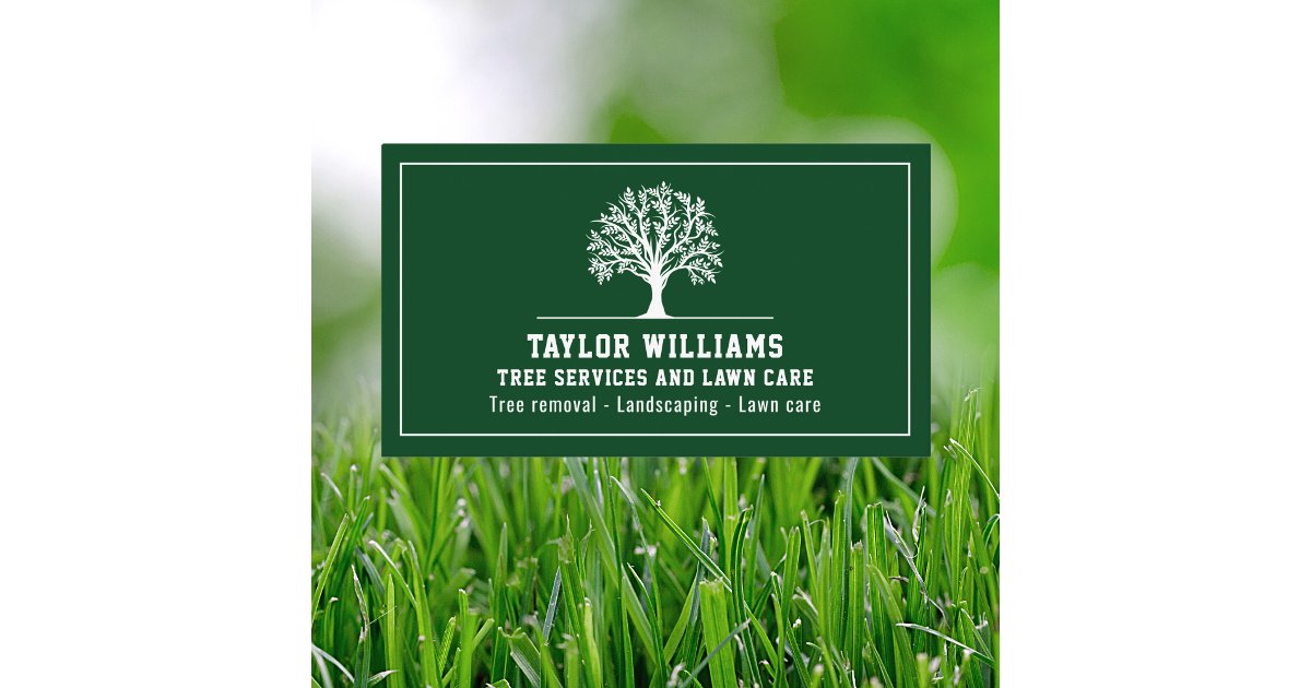 Green And White Tree Service Lawn Care Landscaping Business Card | Zazzle