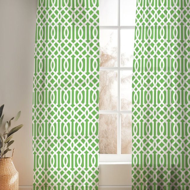 Green and White Trellis Pattern Sheer Curtains (Creator Uploaded)