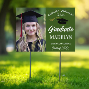 Green and White U of Vermont Photo Grad Yard  Sign