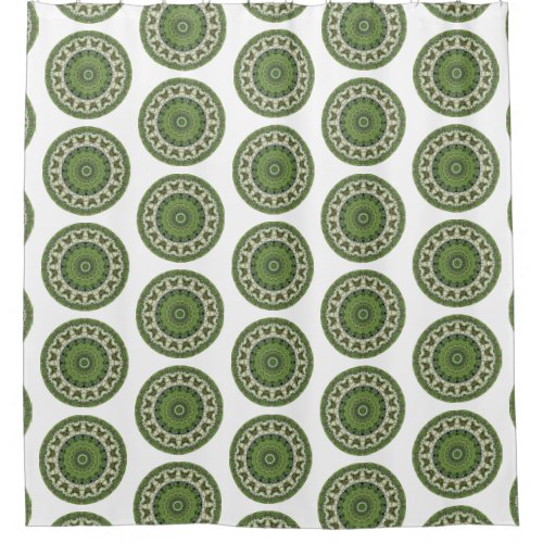 Green and White Vegetable Round Mandala Lg Print Shower Curtain