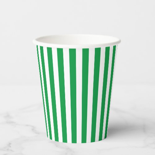 Green and White Vertical Striped Paper Cups